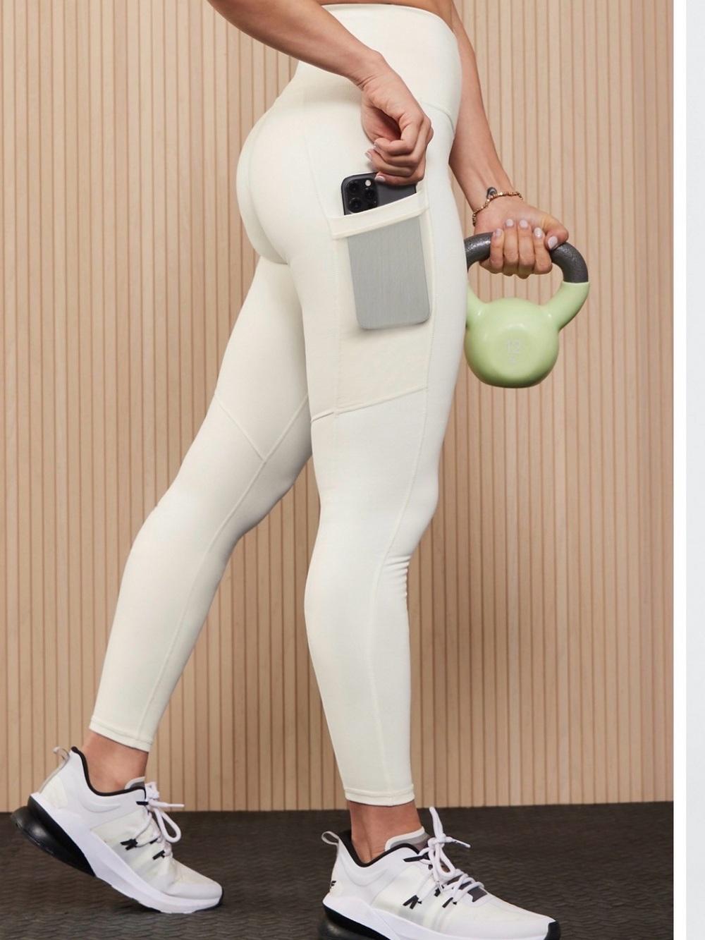 Fabletics Cream High-Waist Pocket Leggings